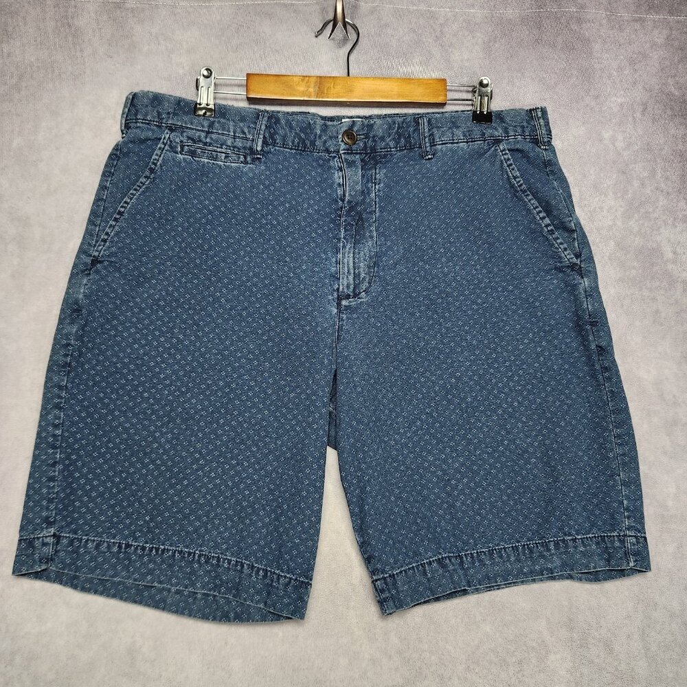 GAP Shorts Mens 36 Blue Indigo Dot Pattern 10in Vintage Chino‎ Cotton Casual